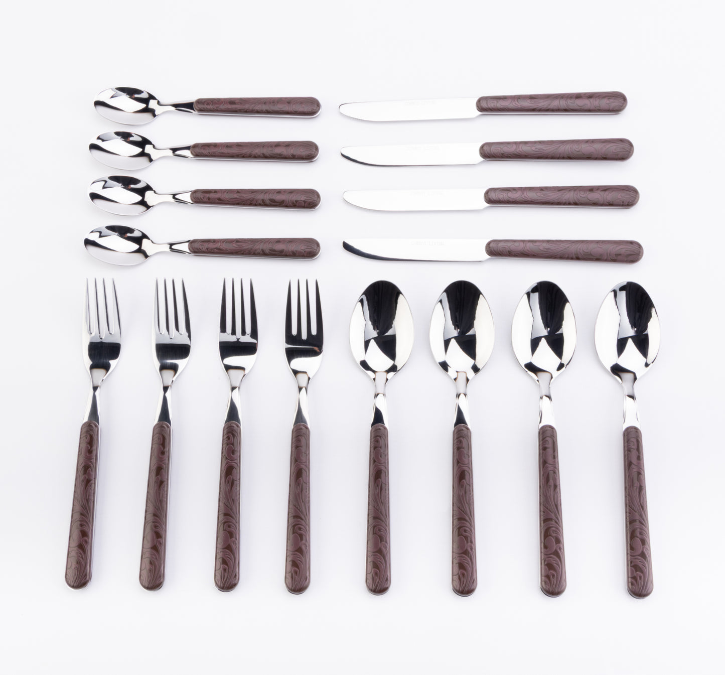 "Tooled Leather" 16-Piece Stainless Steel Western Flatware Set