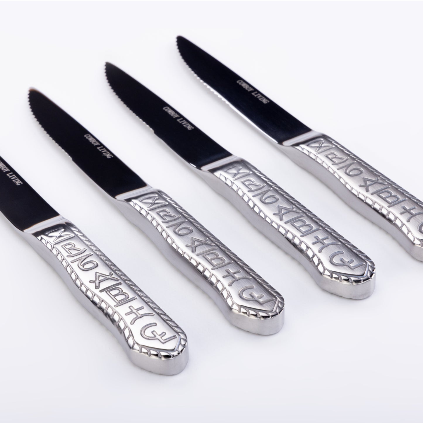Juego de cuchillos para carne de acero inoxidable Cowboy Living Ranch Brands (4 piezas)