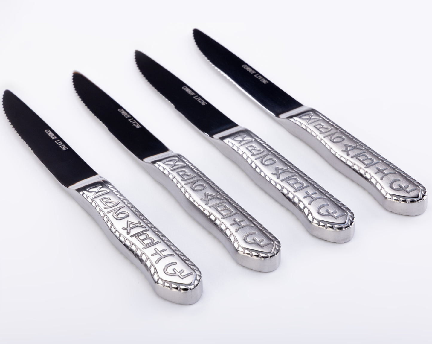 Juego de cuchillos para carne de acero inoxidable Cowboy Living Ranch Brands (4 piezas)
