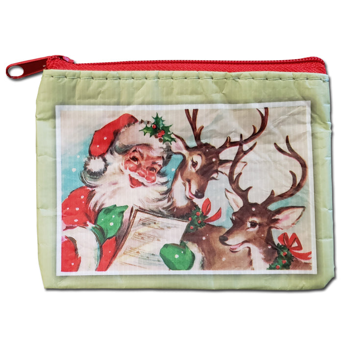 Monedero o bolsa para tarjetas con cremallera y diseño de tarjetas navideñas vintage
