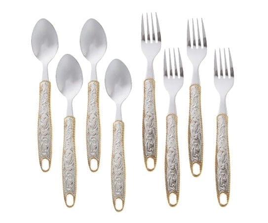 Western Buckle Edelstahl-Besteck 8-teiliges Lunch-Set von Cowboy Living