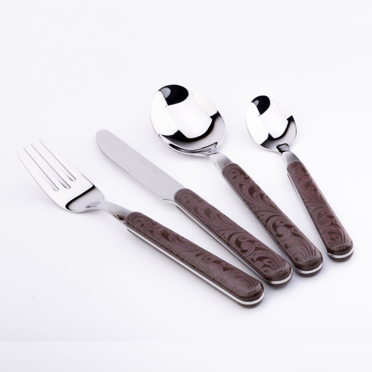 "Tooled Leather" 16-Piece Stainless Steel Western Flatware Set
