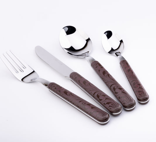 "Tooled Leather" 16-Piece Stainless Steel Western Flatware Set