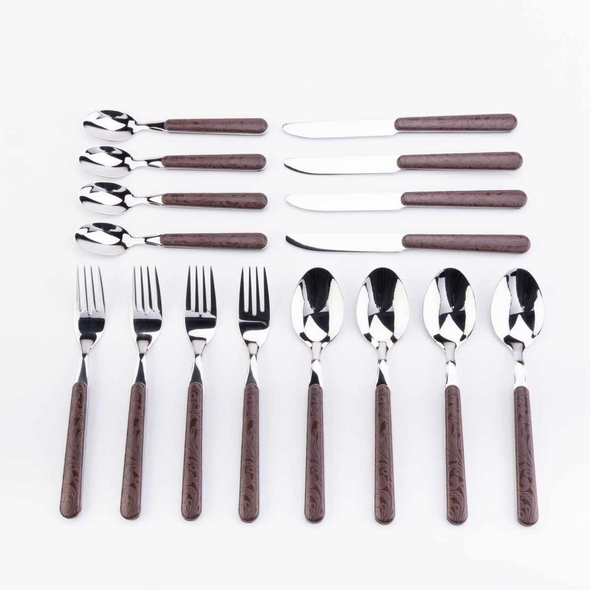 "Tooled Leather" 16-Piece Stainless Steel Western Flatware Set