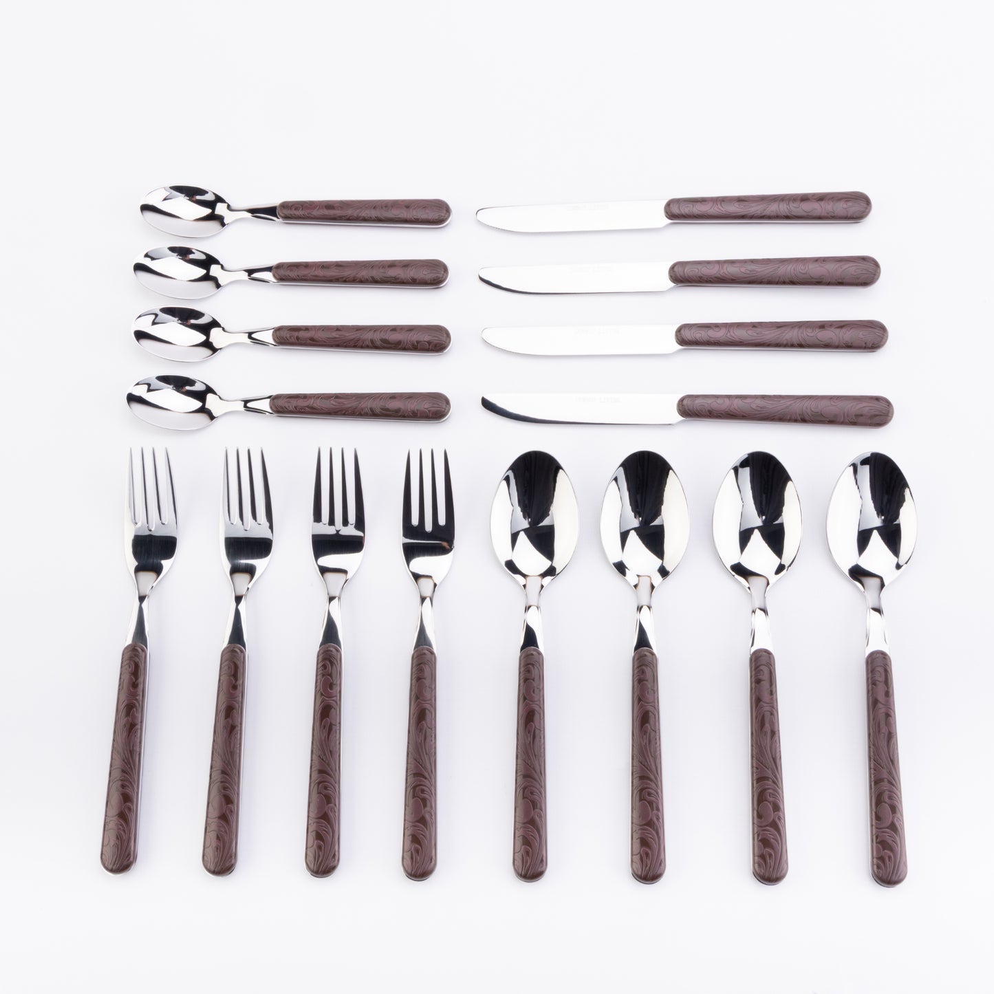 "Tooled Leather" 16-Piece Stainless Steel Western Flatware Set