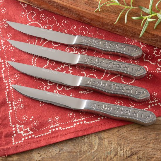 Cowboy Living Ranch Brands Stainless Silverware Steak Knife Set (4 piece)