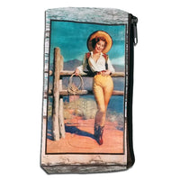Retro Cowgirl Reißverschluss Geld/Bleistift Tasche