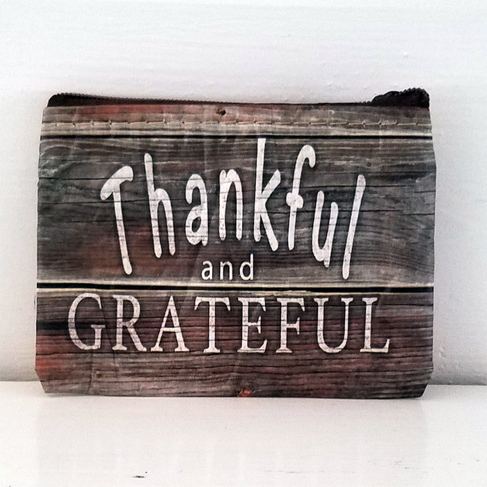 Thankful and Grateful Zipper Coin/Card Bag