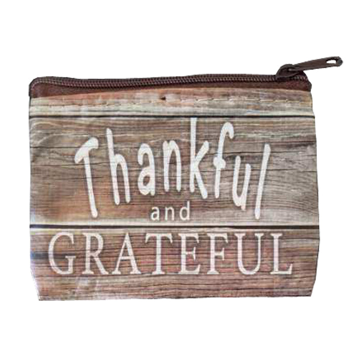 Thankful and Grateful Zipper Coin/Card Bag