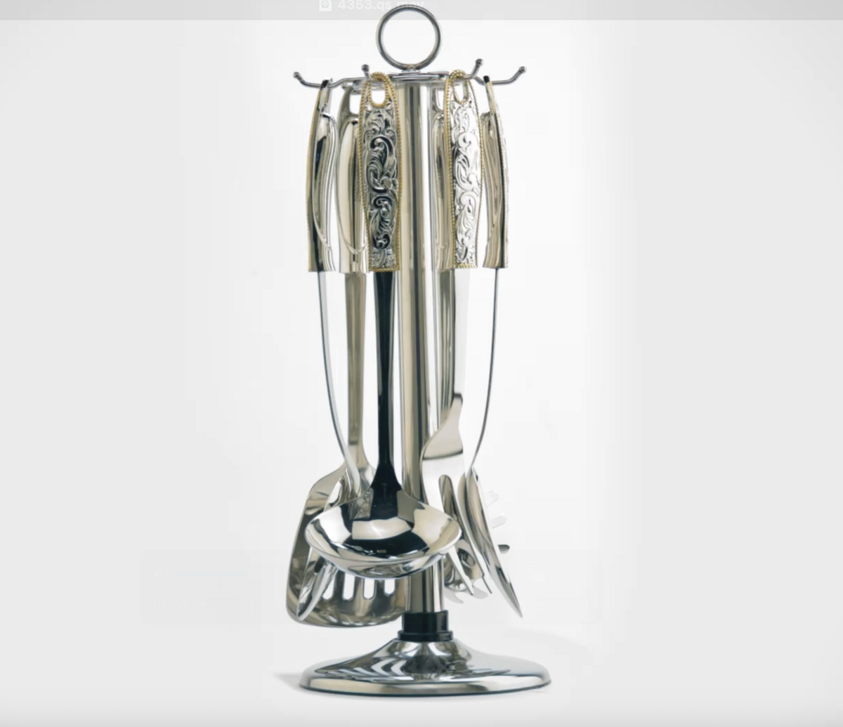Western Rodeo Cowboy Buckle Six Piece Serving Tool Set w/ Stand