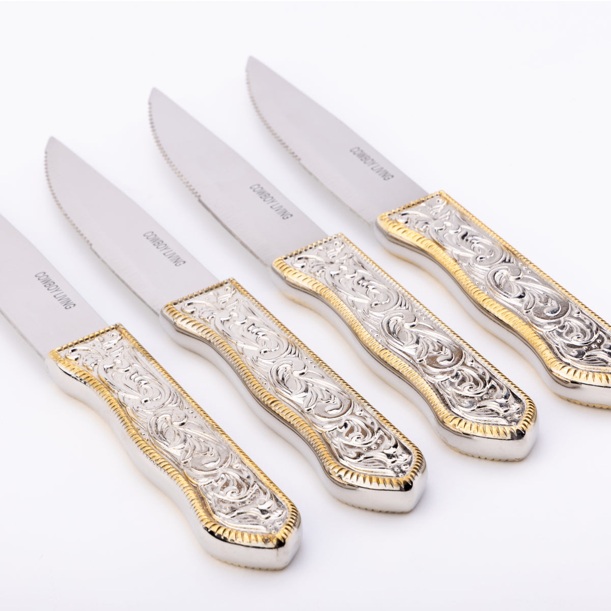 Cowboy Living Western Buckle Stainless Silverware Steak Knives (Set of 4)