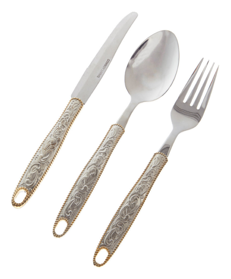 Western Buckle Stainless Silverware Dinner Set (12 piece set) by Cowboy Living