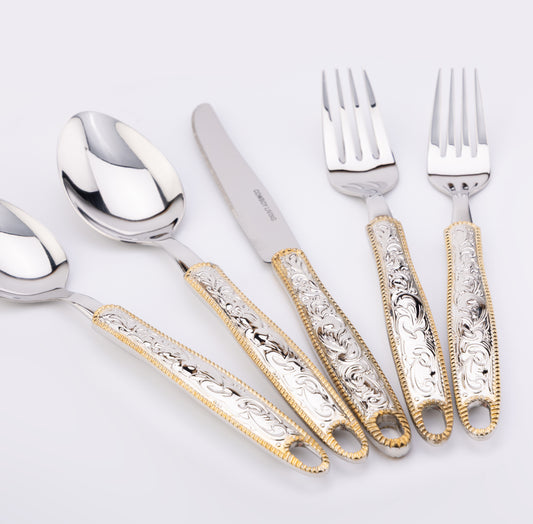 Western Buckle Flatware/Silverware Dinner Set (20 piece set)
