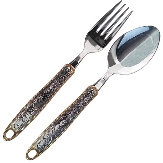 Western Buckle Stainless Silverware 8 Piece Lunch Set by Cowboy Living