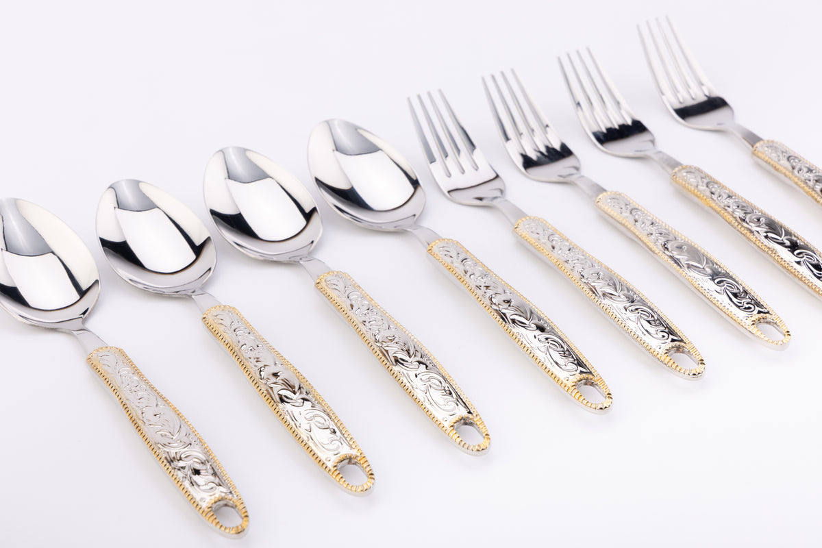Western Buckle Stainless Silverware 8 Piece Lunch Set by Cowboy Living