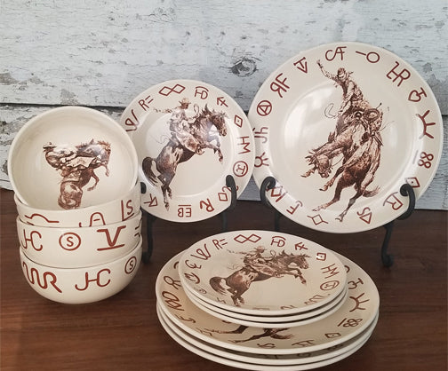 Broncs & Brands 12 Piece Dinnerware Set