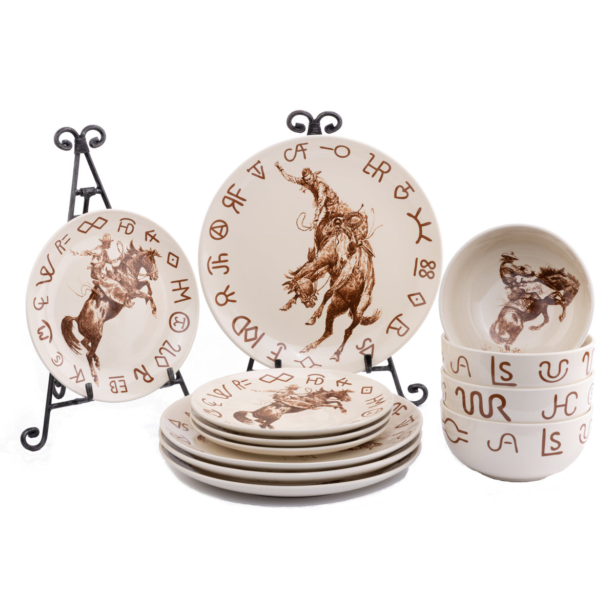 Broncs & Brands 12 Piece Dinnerware Set