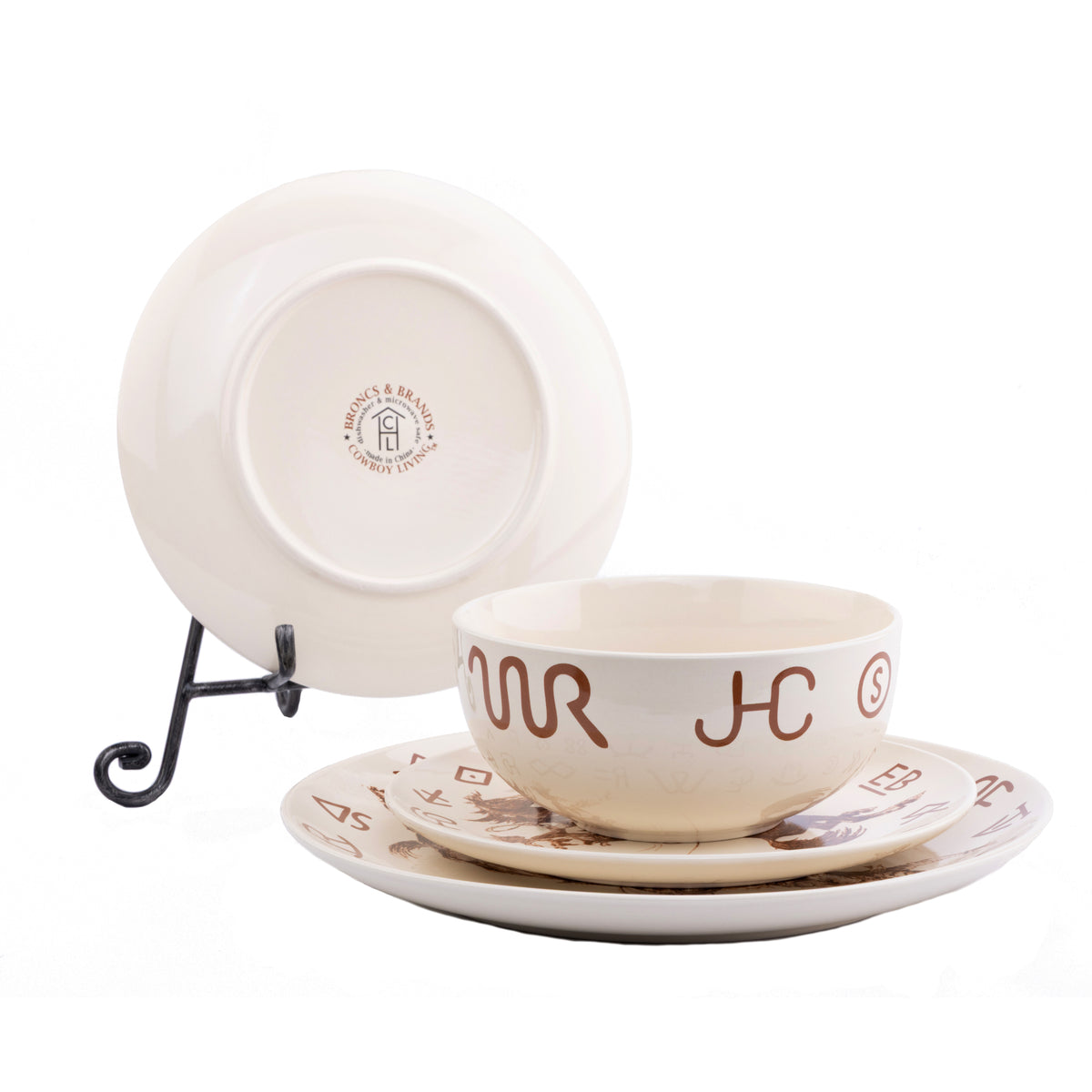 Broncs & Brands 12 Piece Dinnerware Set